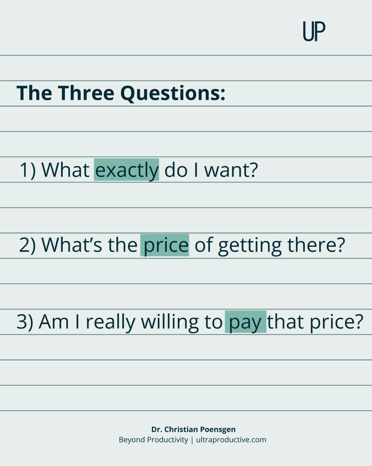 How to accomplish any goal (The Three Questions) - Ultra Labs